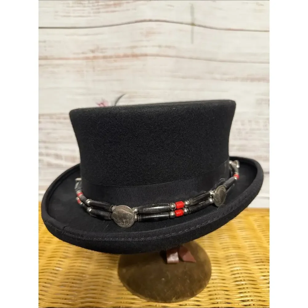 Jaxon Hats Deadman Hat with Beaded Buffalo Nickel Band Black Small